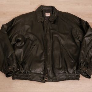 Men's Black Genuine Leather Bomber Jacket